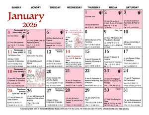 2026 Orthodox Wall Calendar